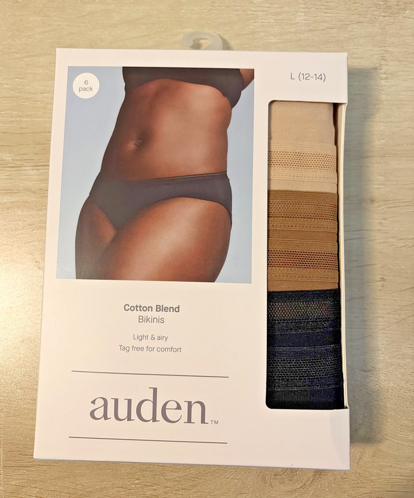 Auden Cotton Blend Briefs – Light & Airy – Tagfree – 6 Pack L (12-14)