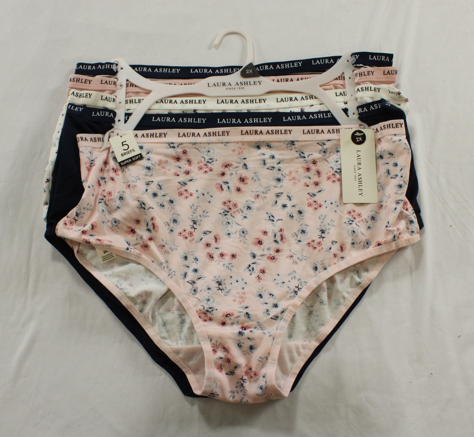 Laura Ashley Women’s Plus 5-Pack Super Soft Briefs AC2 Multicolor Size: 2X