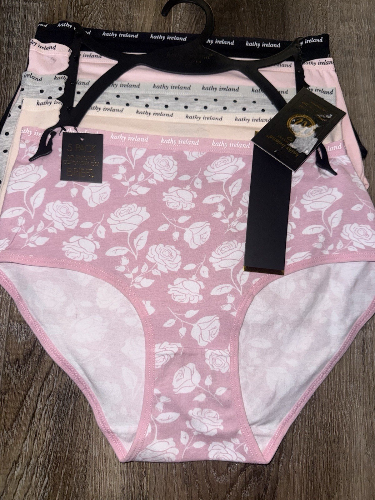 Kathy Ireland ~ Womens Brief Underwear Panties 5-Pair Cotton Blend (C) ~ M