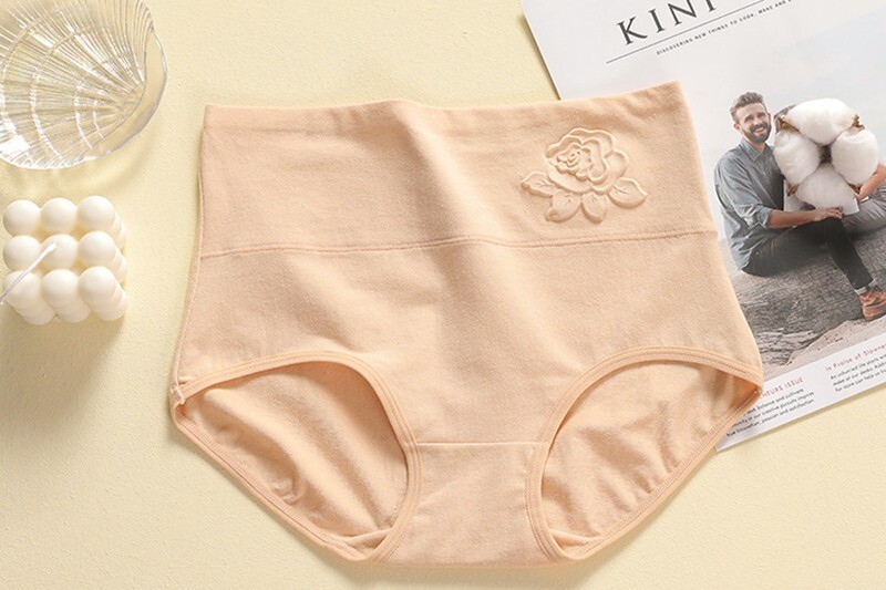 Women Embossing Postpartum Knickers High Waist abdomen in Plus Size Panties