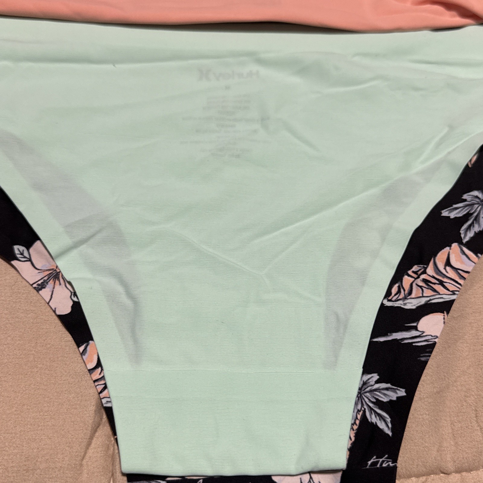 Lot of 3 Hurley Womens Size Medium Panties Bikini Bonded Finishes Floral