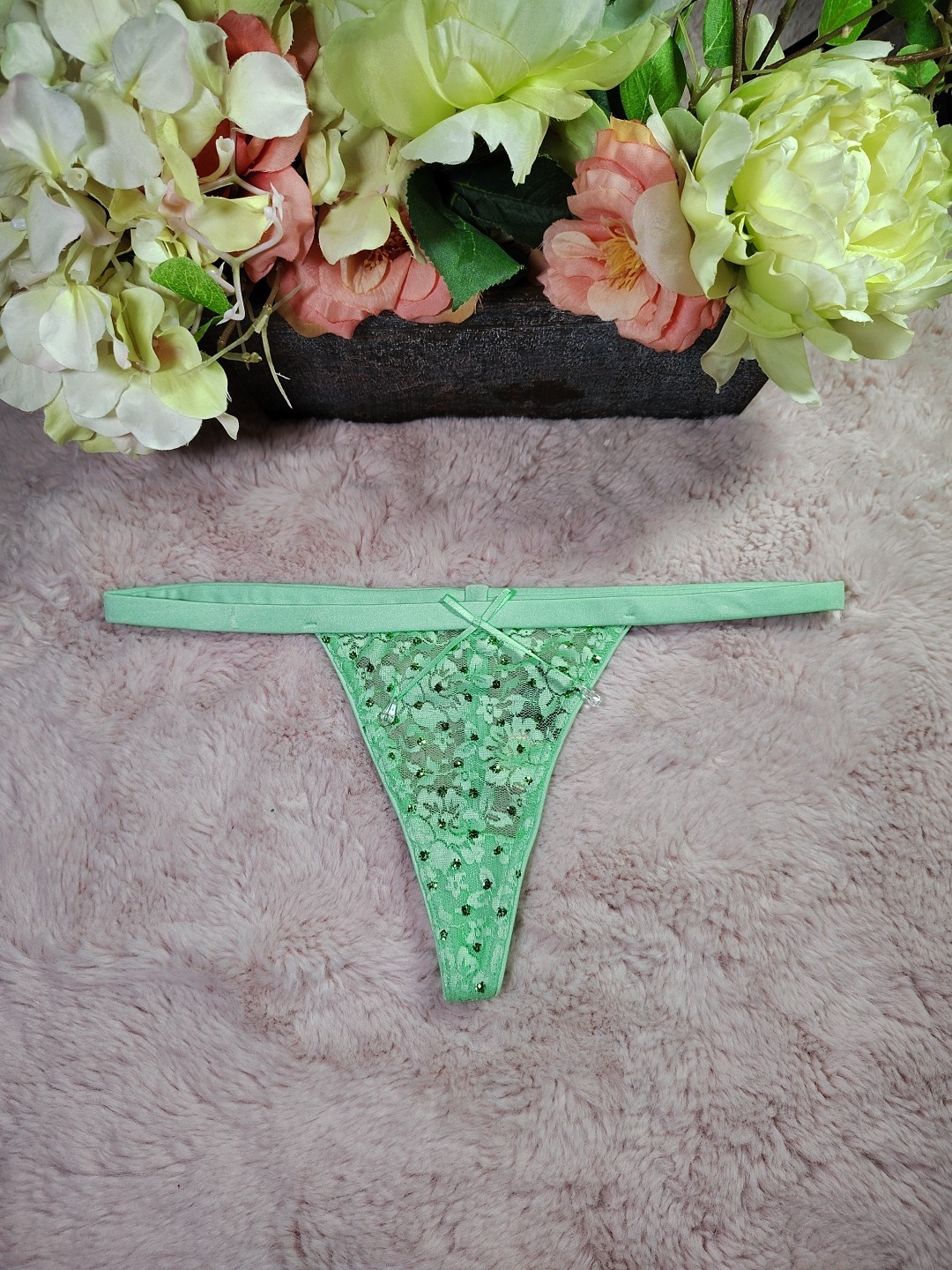 Vintage Victoria’s Secret Sexy Little Things Minimalist Sparkle Lace Thong SML