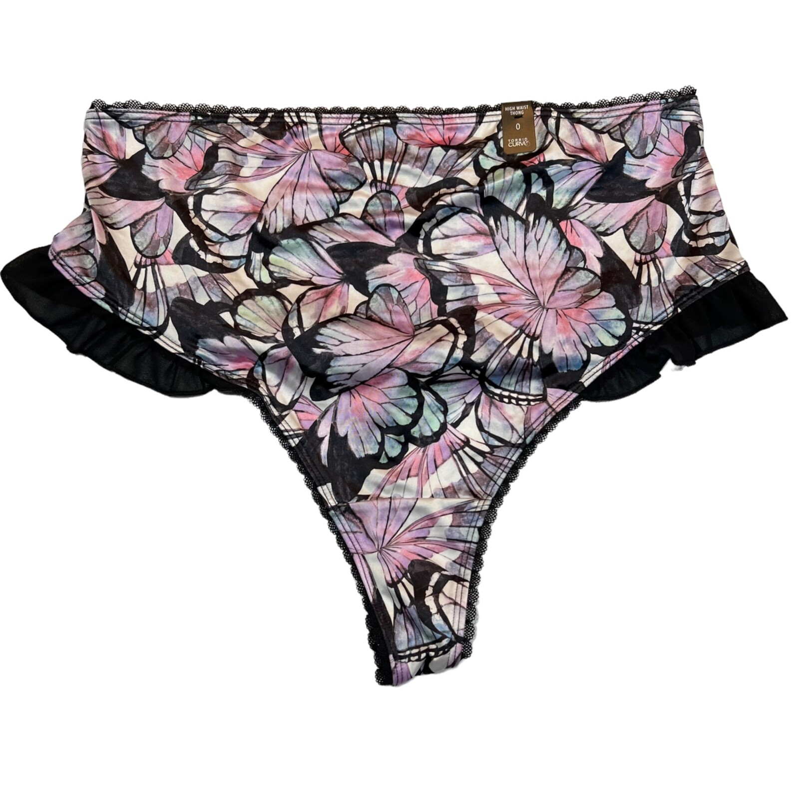 NWT TORRID High Waist Thong Pantie 0X-1X-2X-3X-4X Silky Lace Black Pink