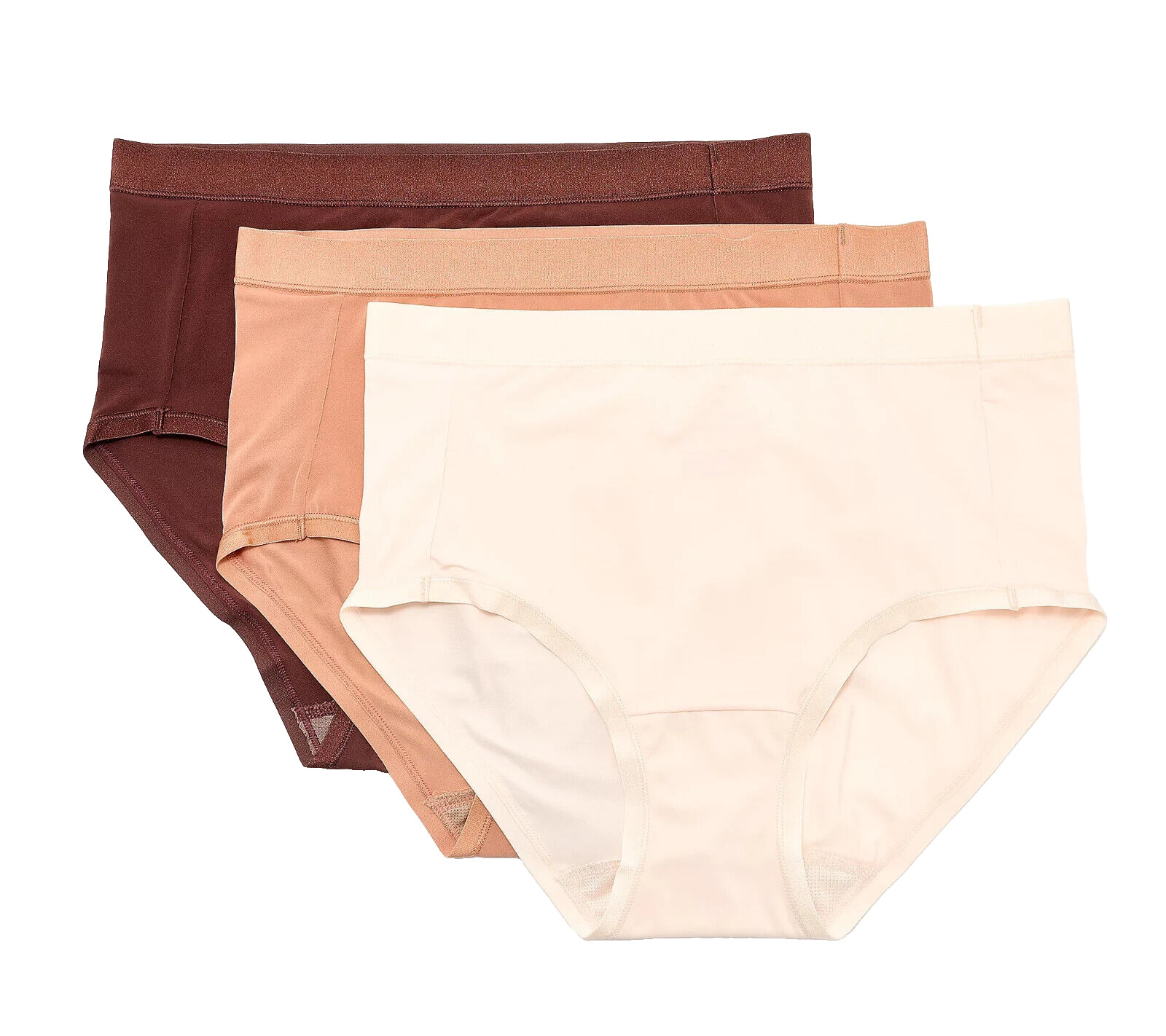 Breezies~Set 3~Signature Satin Trim Briefs~Small~Buff~A606710 11156