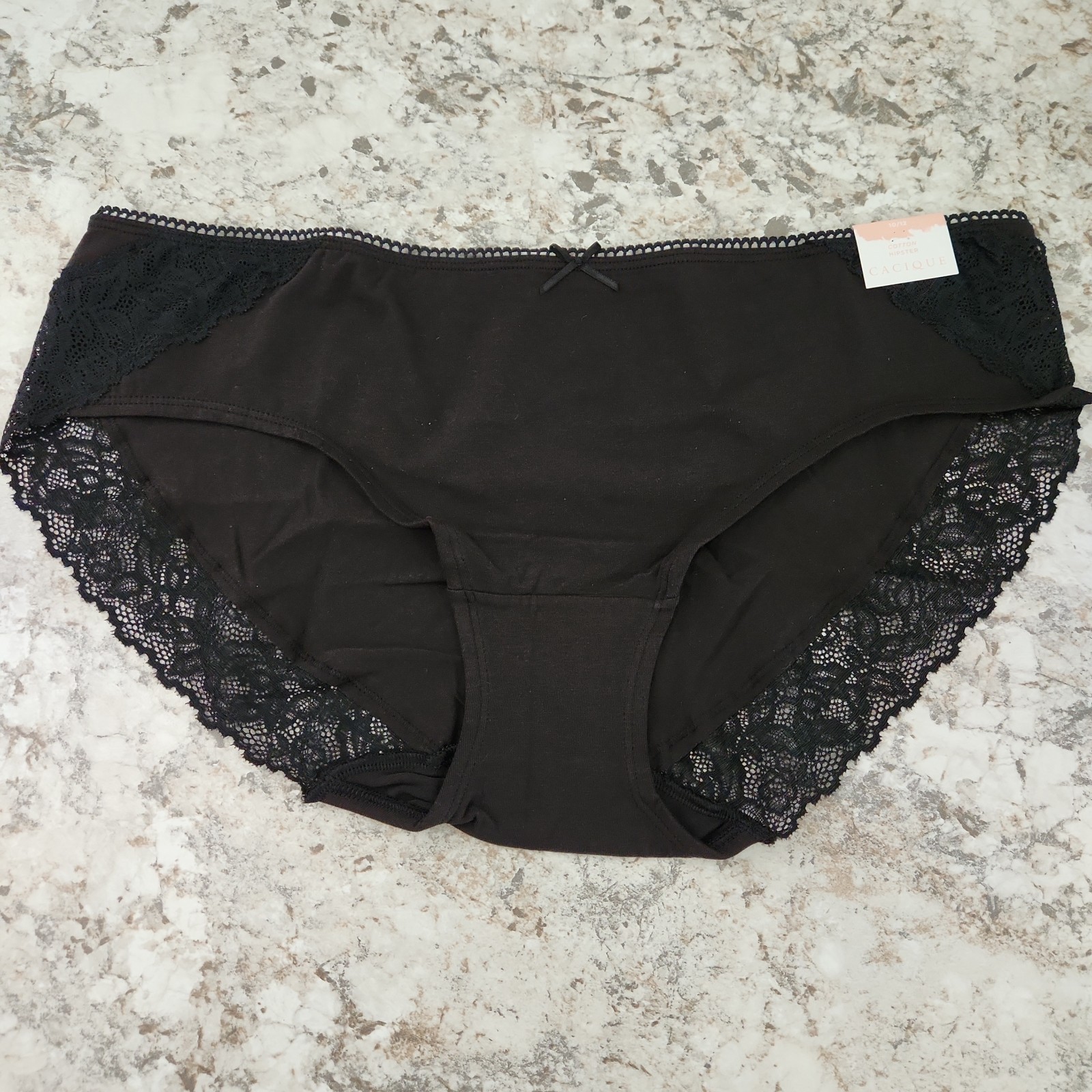 Cacique Lane Bryant Cotton Hipster Panties Set Of 2 10/12 Black & Polka Dot