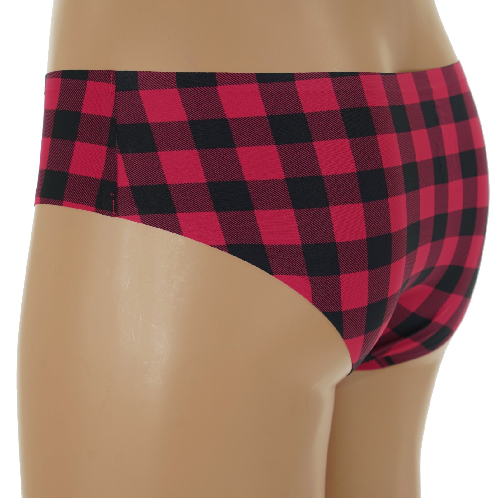SO Junior’s Size 7-9 MEDIUM Smooth RED BLACK Buffalo Check HIPSTER PANTY SO64001