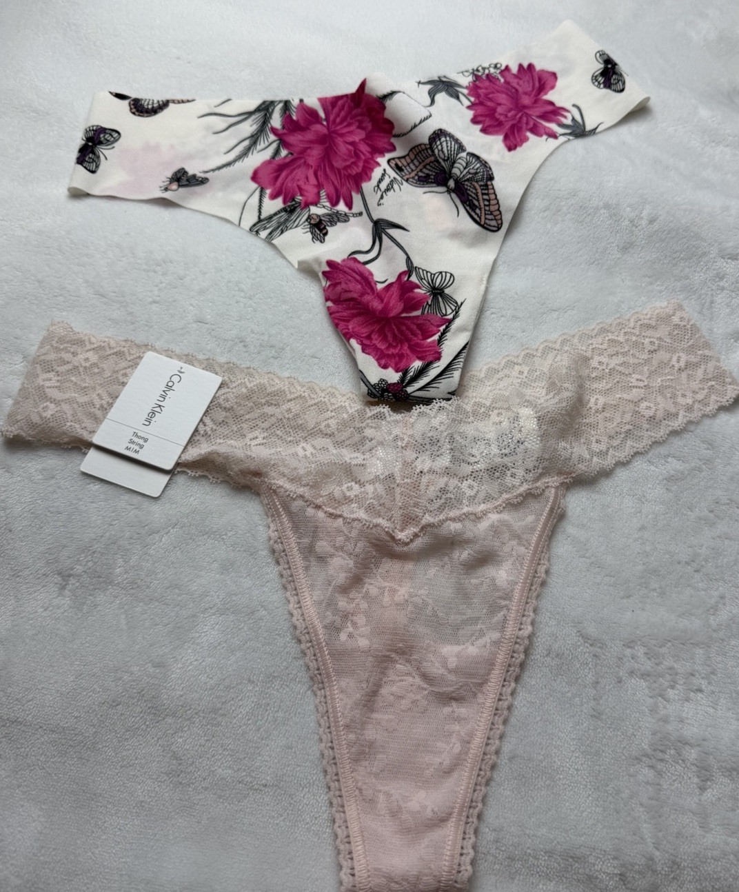 Lot of 4 NWT Calvin Klein Victoria’s Secret Panties Medium M Satin Ruffle Thong⁠