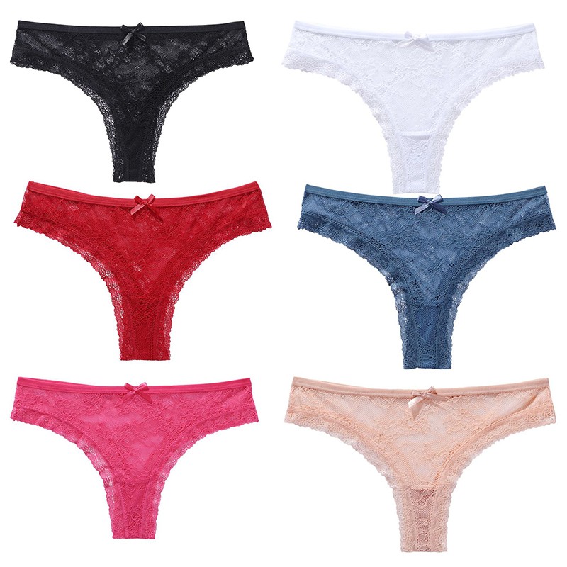6 Pack Lot Sexy Womens Sheer Lace Panties Briefs See Through Underwear Lingeries