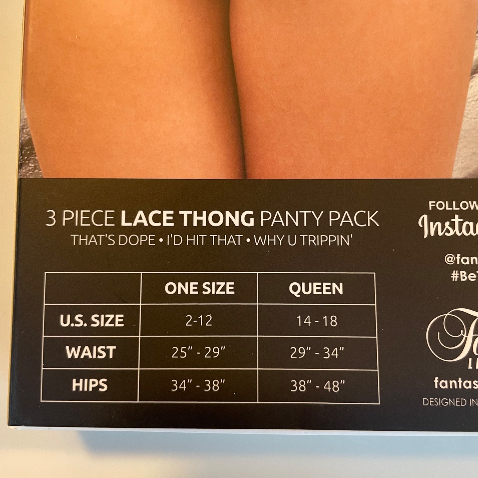 Vibes by Fantasy Lingerie Trippy Panty Pack 3 Piece Lace Thong Set ONE SIZE