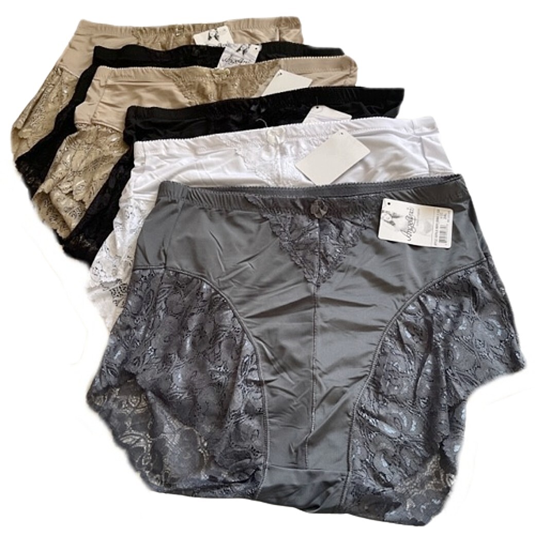 🖤 Elegant High-Waisted Black & Neutral Lace Panty Set – Underwear 6-Pack Bundle