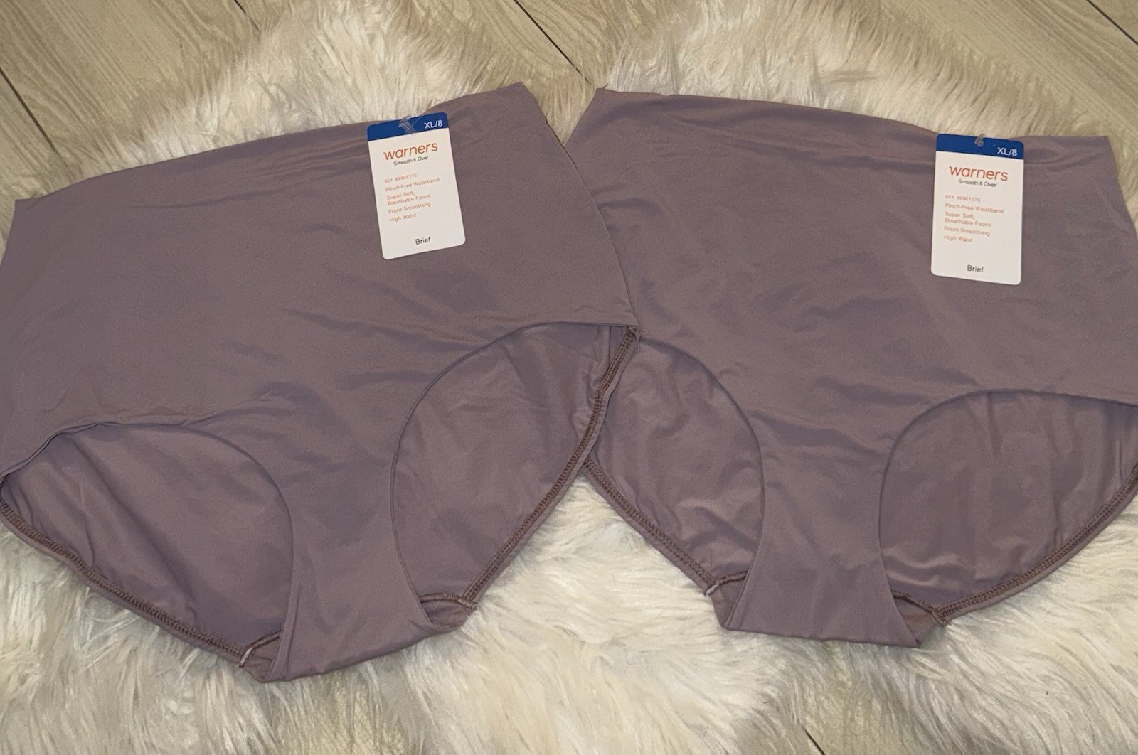 2 Pairs Warners Smooth It Over Brief Panties Womens XL X-Large 8 Purple RS9021P
