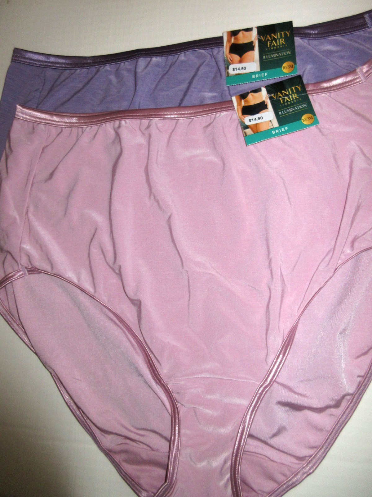 Vanity Fair 2-Pair BRIEF panty Body Shine Illumination Nylon 13109 multi 10/3XL