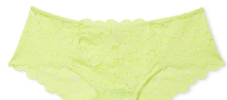 L NEON Lime Citron Glow ALL Daisy FLORAL LACE Victorias Secret CHEEKY Pantie