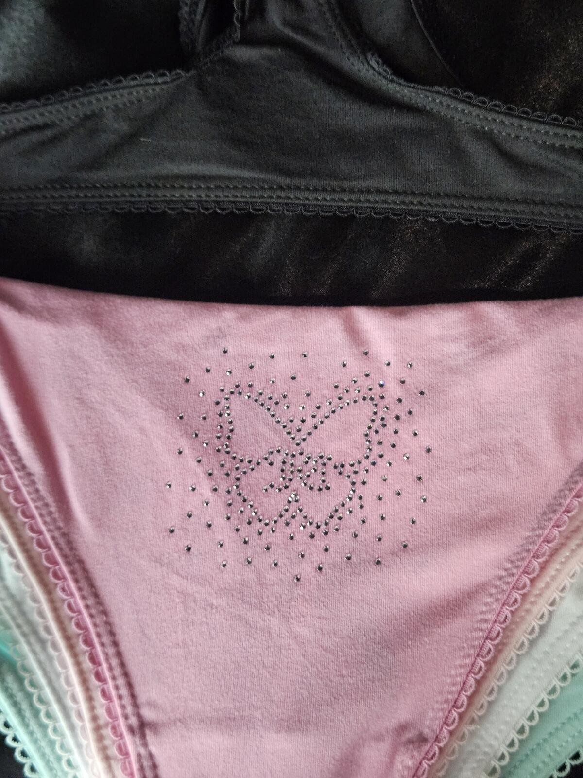 Juicy Couture 5 Pack Butterfly Rhinestone Thong Set Pastel Size Medium NWT E/26