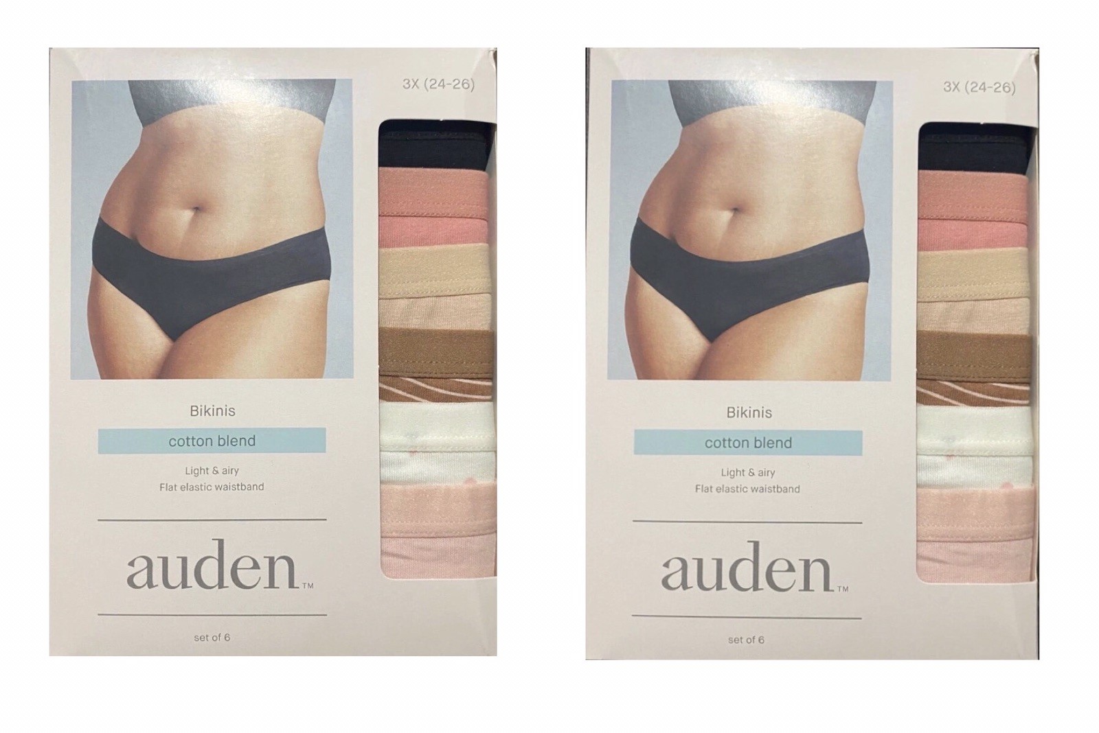 2 Packs of 6 Auden Women’s Panties Size 3X (24-26)