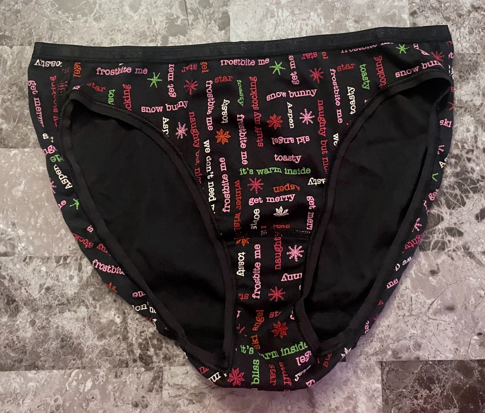 VICTORIA’S SECRET L CHRISTMAS SNOWFLAKE 100% COTTON VINTAGE RARE BIKINI PANTIES