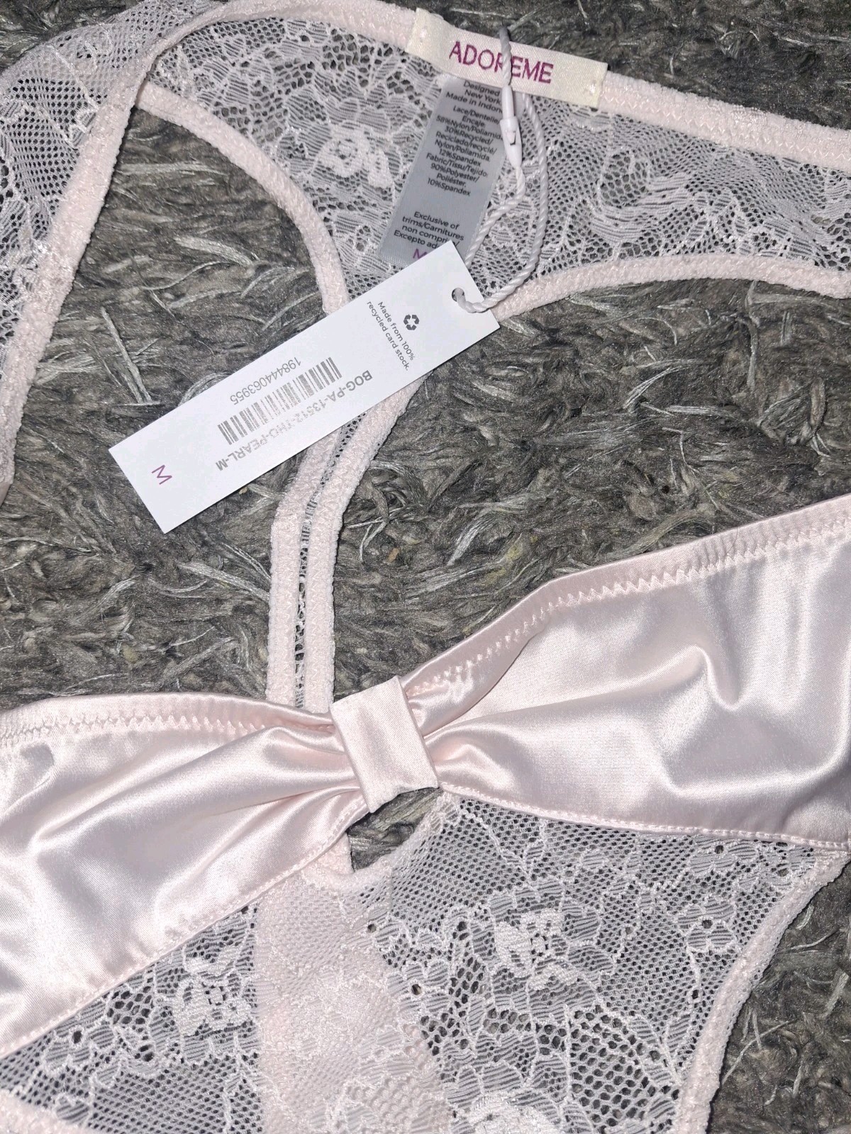 Adore Me/VS Cutout Bow Thong Panty NEW Medium Pink