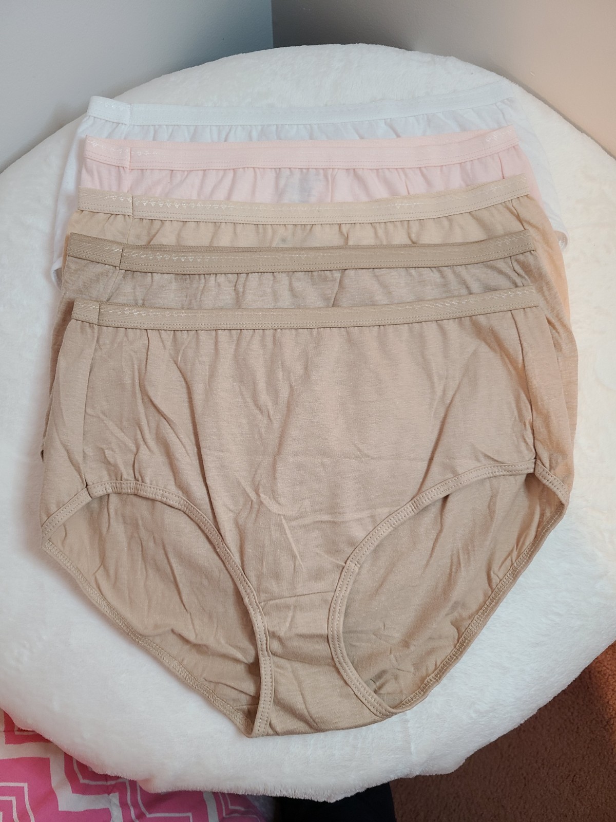 New Hanes 5pk Classic Cotton Brief Panties Size XL – Neutrals