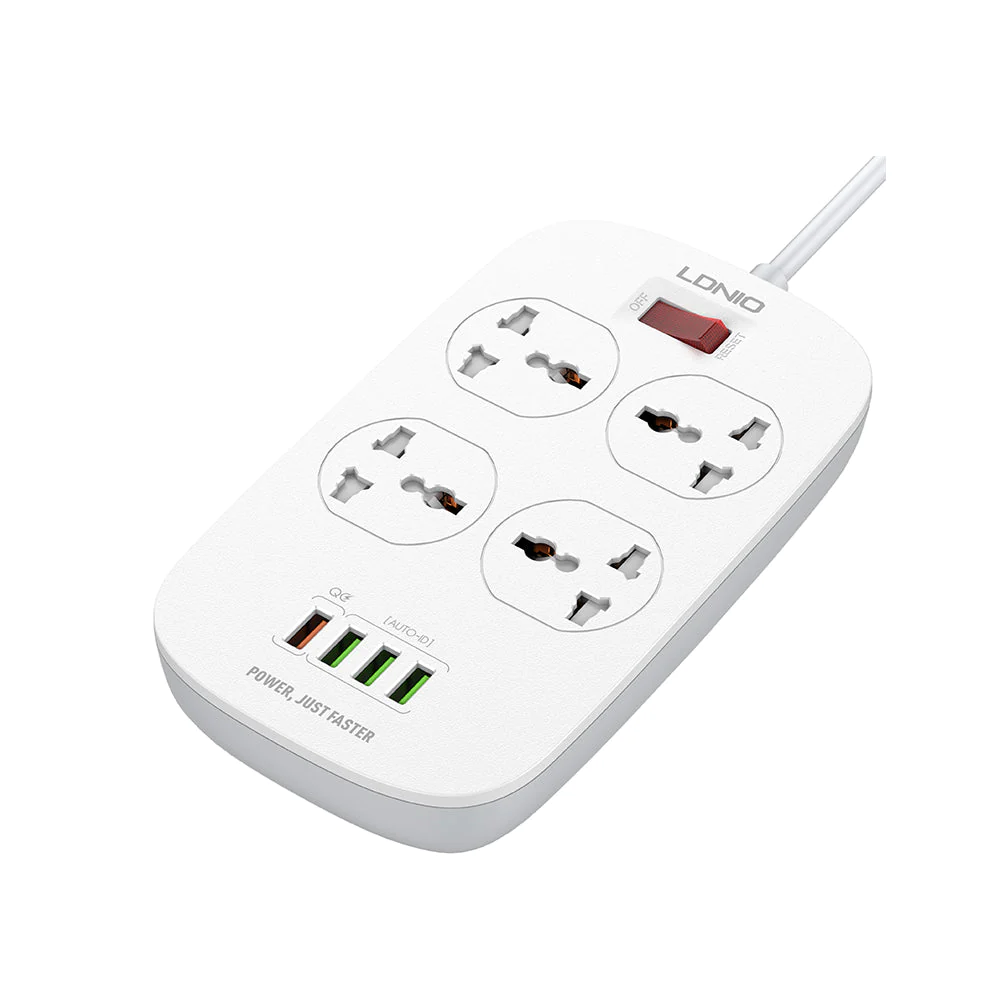 LDNIO SC4407 Fast Charging Power Strip - QC3.0 USB, Surge Protector, Universal Outlets (EU UK US) - Image 2