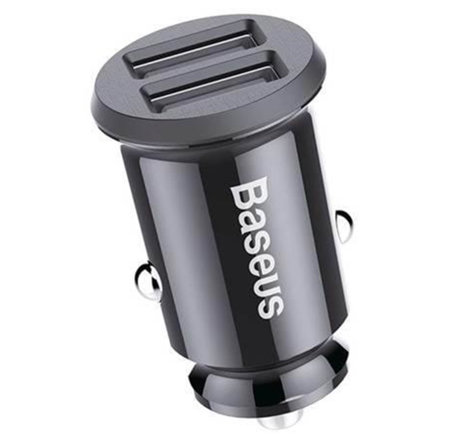 Baseus Grain Car Charger - Dual USB 5V 3.1A, Sleek in Black - Image 2