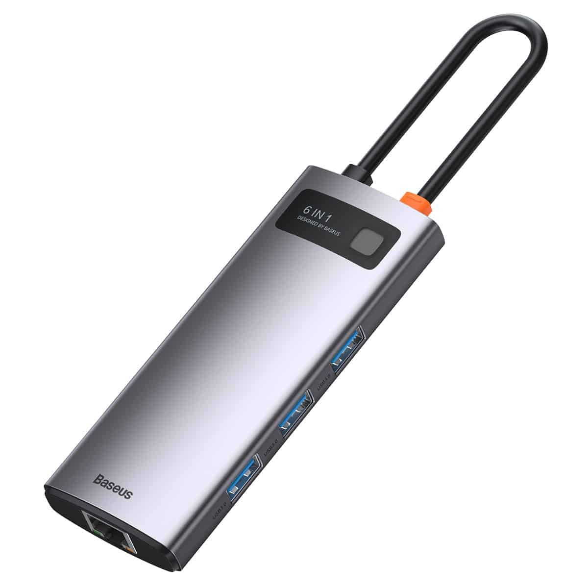 Baseus Metal Gleam Series 6-in-1 Multifunctional Type-C HUB Docking Station - Gray - Image 2