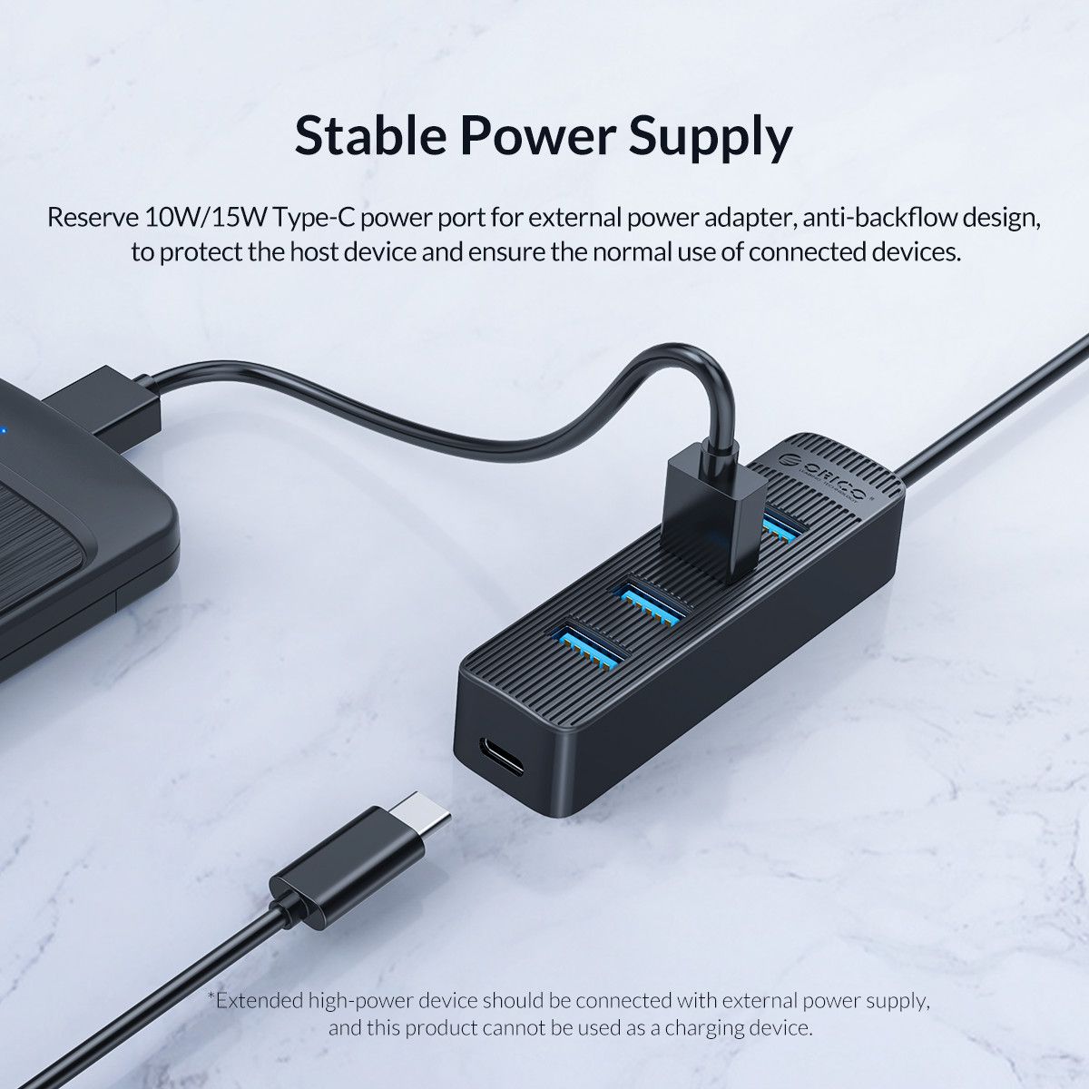 ORICO 4-Port USB 3.0 Hub TWU3-4A-10-BK-EP - Image 3