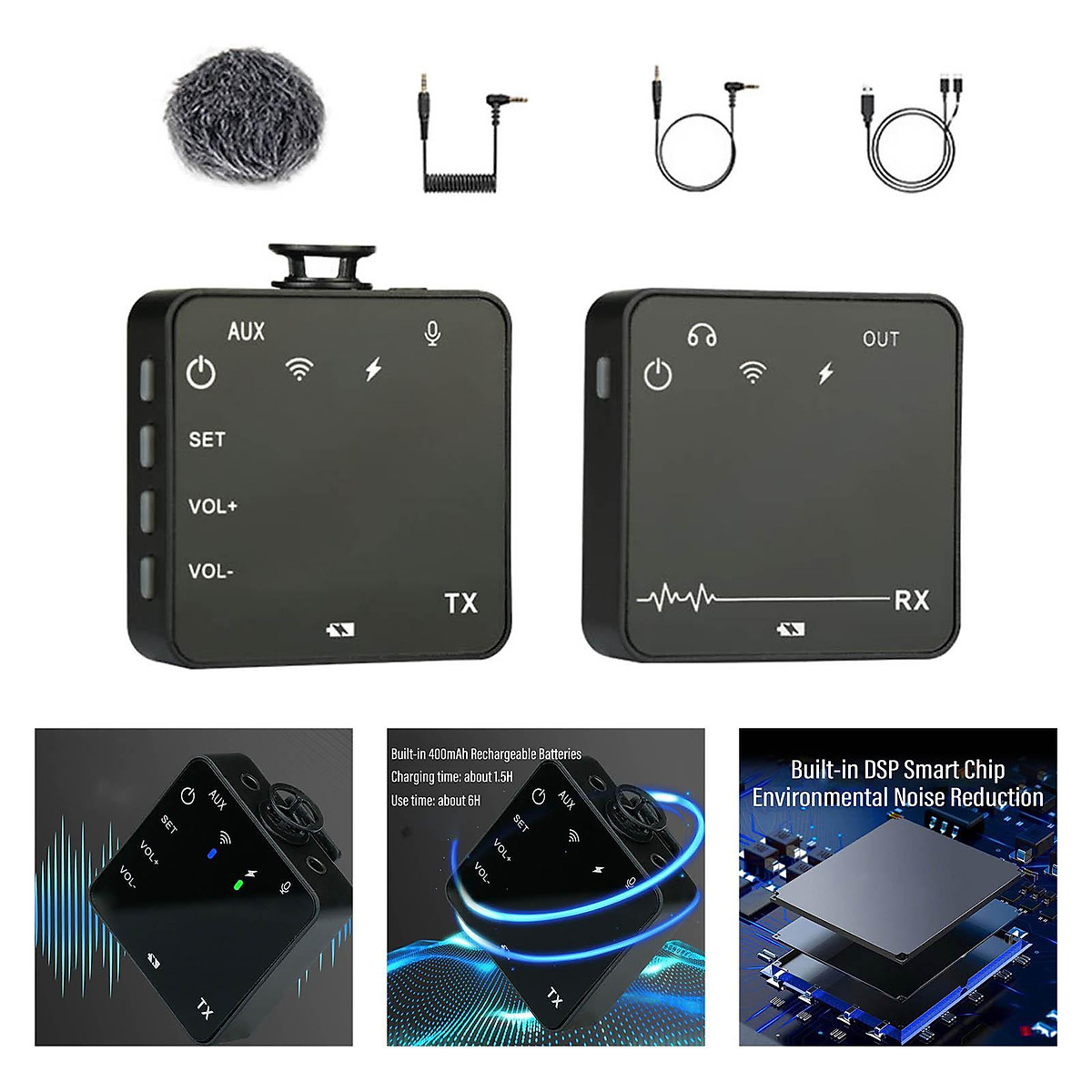 Wireless Lavalier Microphone for Vlog Video Recording
